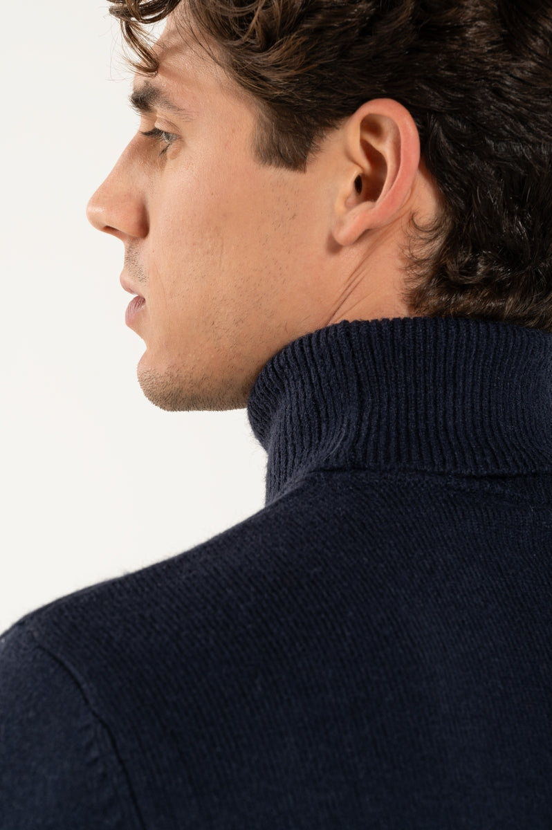 Collo Alto Blue Navy 100% Lana