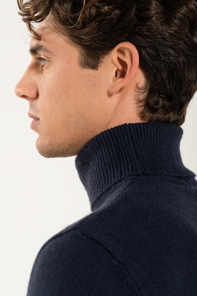 Collo Alto Blue Navy 100% Lana