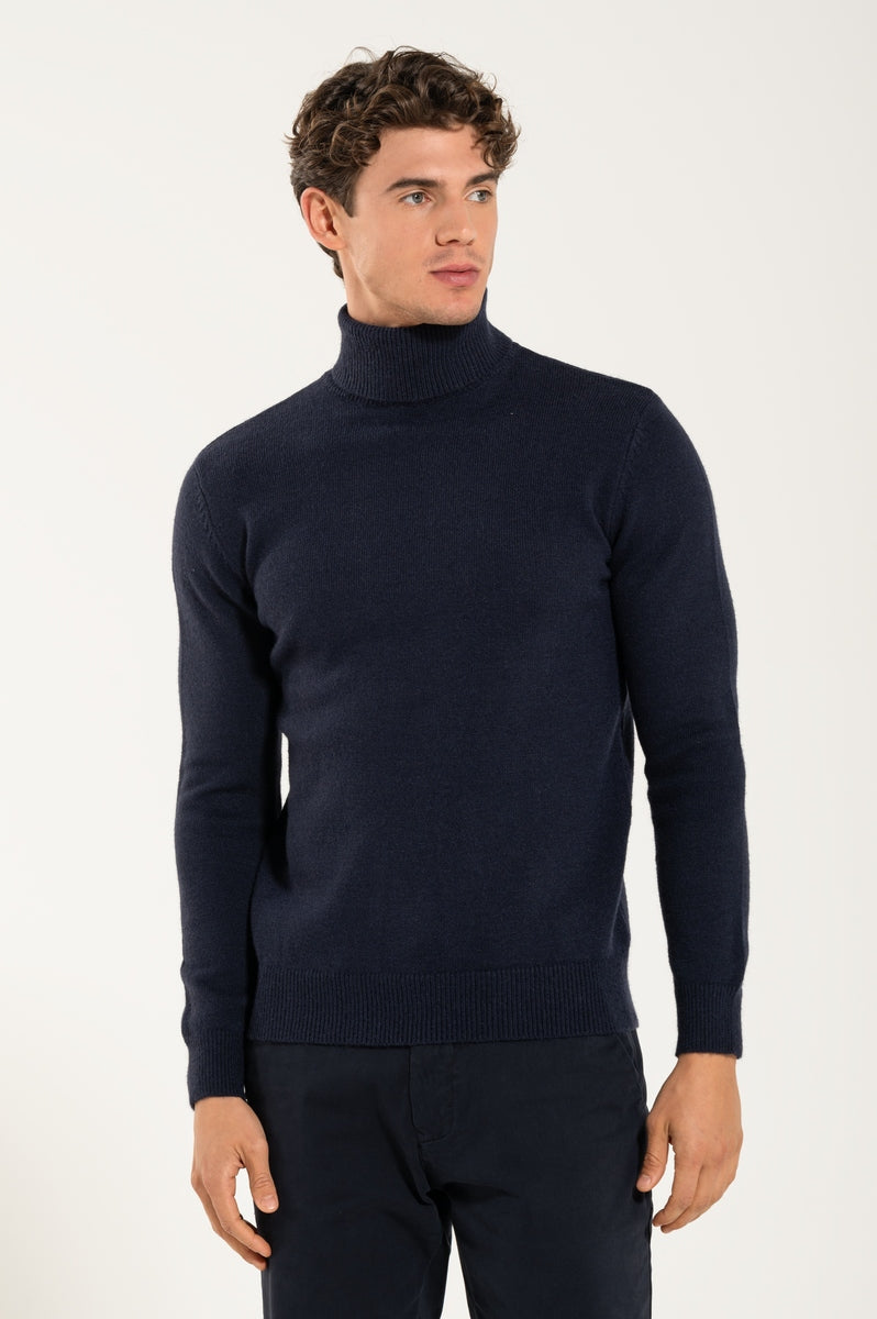 Collo Alto Blue Navy 100% Lana