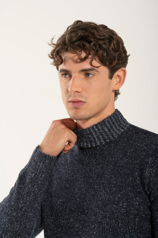 Collo Alto Misto Misto Lana Blue