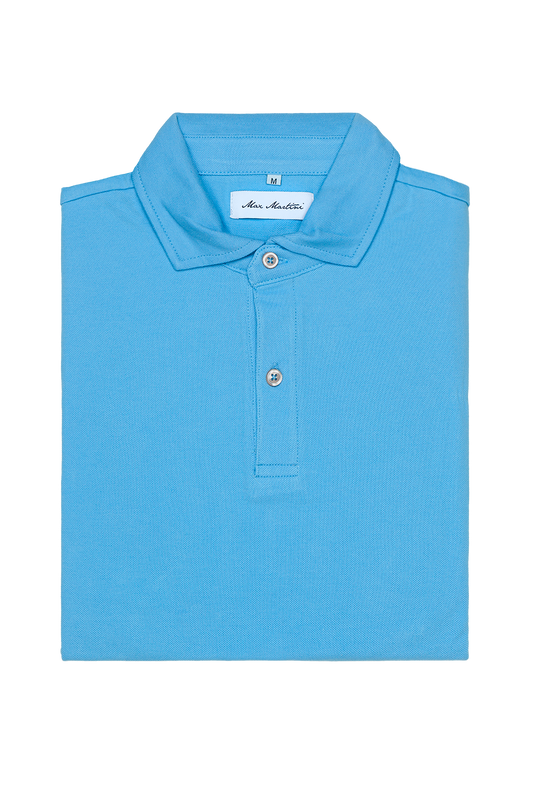 Türkisfarbenes Poloshirt aus Premium-Baumwolle