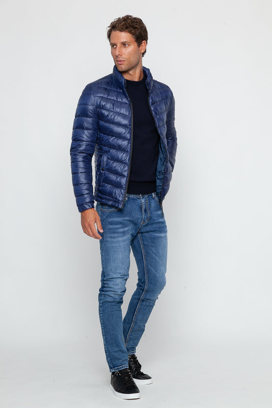 Blu Primavera jacket with removable hood