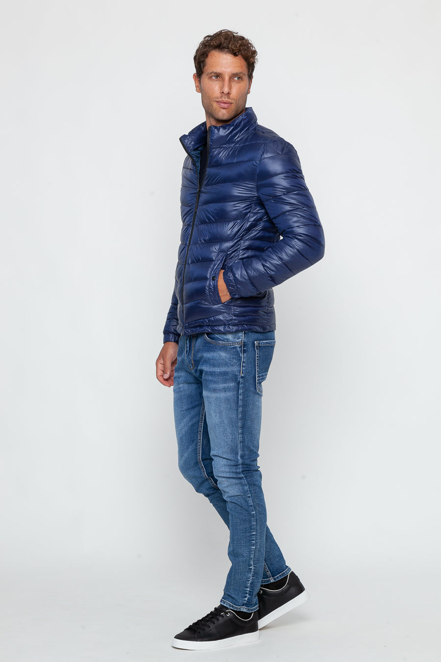 Blu Primavera jacket with removable hood