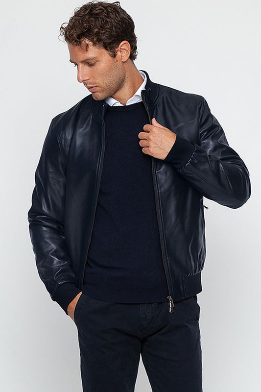 Giubbotto Ecopelle Blue Navy