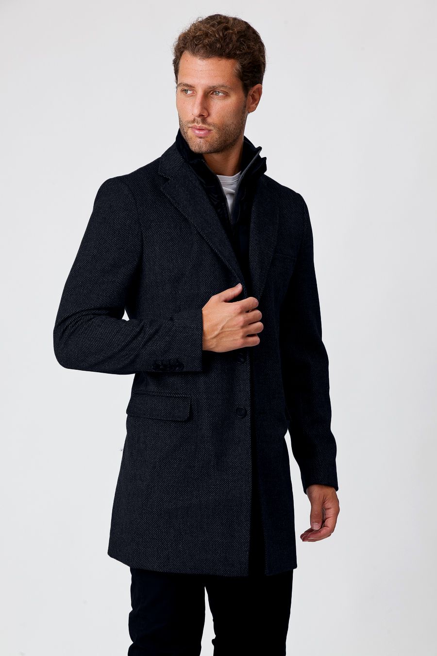 Cappotto di lana con pettorina rimovibile